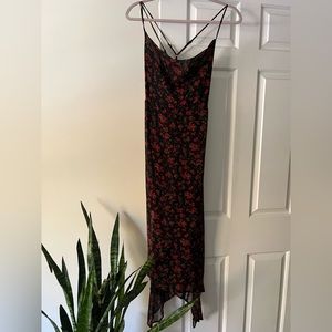 Black & red floral sheer dress